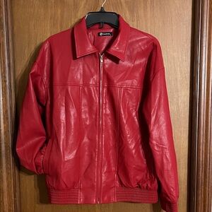Pretty garden vegan leather Bomber Jacket size medium